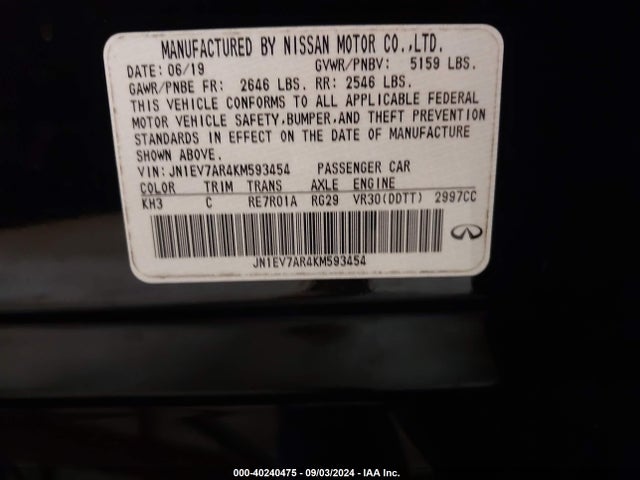 JN1EV7AR4KM593454 Infiniti Q50 3.0t Luxe
