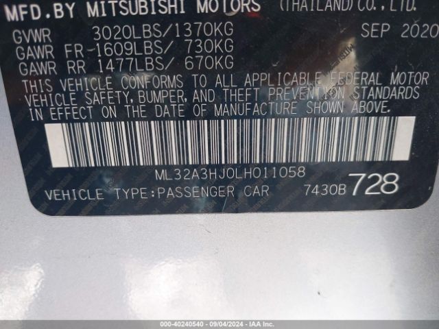 2020 MITSUBISHI MIRAGE ML32A3HJ0LH011058 Photo 8