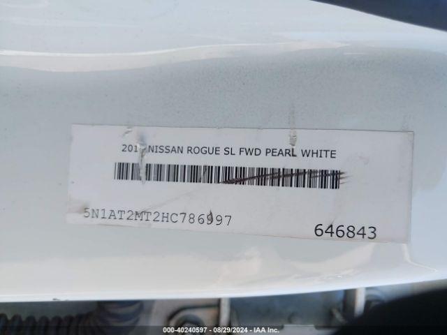 5N1AT2MT2HC786997 Nissan Rogue Sl