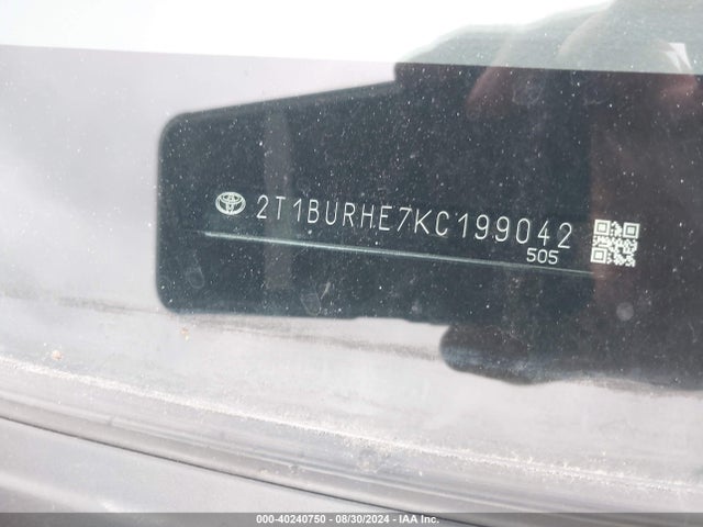 Toyota COROLLA LE 2019 2T1BURHE7KC199042 Image 9