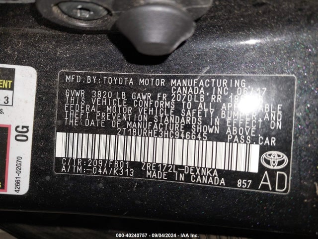 Toyota COROLLA LE 2017 2T1BURHE3HC946645 Image 9