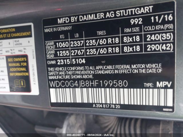 WDC0G4JB8HF199580 Mercedes-Benz GLC 300