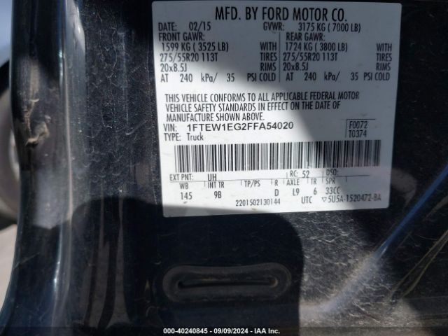1FTEW1EG2FFA54020 Ford F-150 Platinum