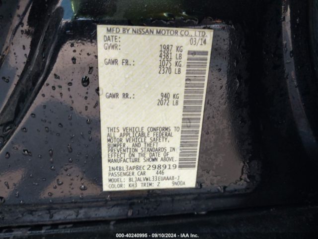1N4BL3AP8EC298919 Nissan Altima 3.5 Sl