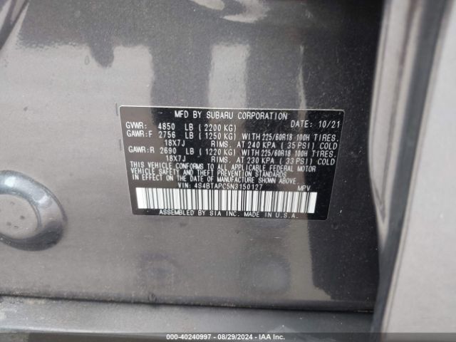 4S4BTAPC5N3150127 Subaru Outback Touring