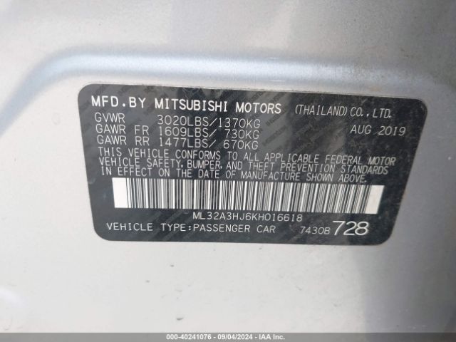 ML32A3HJ6KH016618 Mitsubishi Mirage Rf