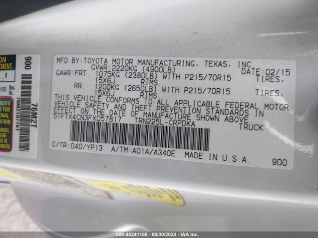 5TFTX4CN3FX057817 Toyota Tacoma