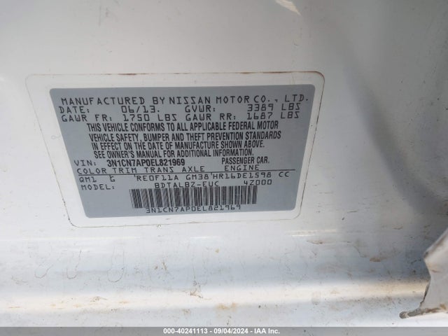 Nissan Versa 1.6 Sv 2014 3N1CN7AP0EL821969 Image 9