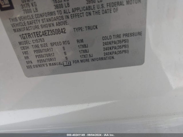 1GTR1TEC4EZ350842 GMC SIERRA 1500