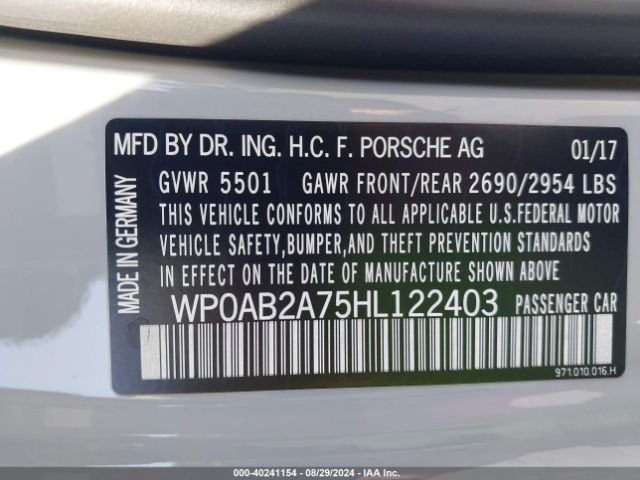WP0AB2A75HL122403 Porsche Panamera 4s