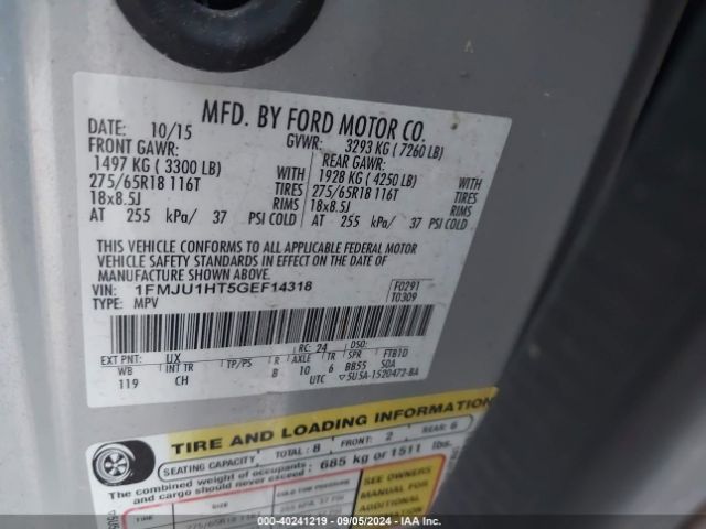 1FMJU1HT5GEF14318 Ford Expedition Xlt
