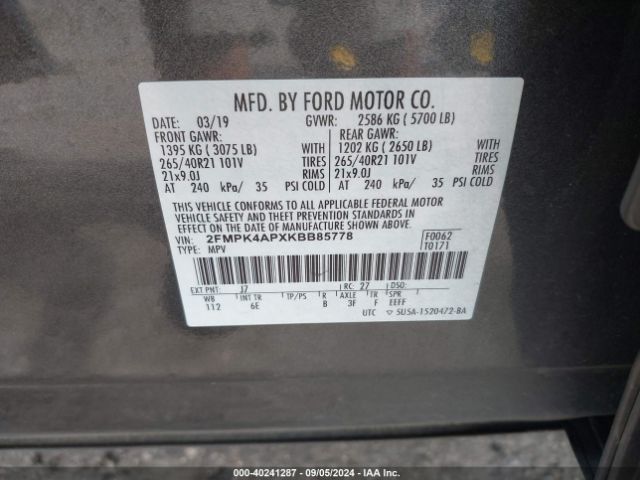 2FMPK4APXKBB85778 Ford EDGE ST