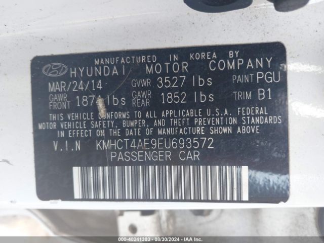 KMHCT4AE9EU693572 Hyundai ACCENT GLS
