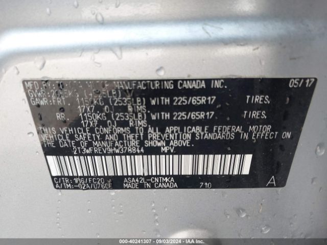 2T3WFREV9HW378844 Toyota Rav4 Xle