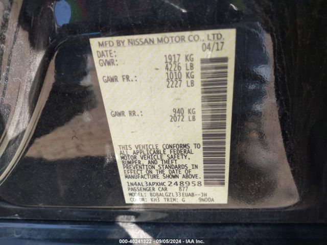 1N4AL3APXHC248958 Nissan Altima 2.5 S