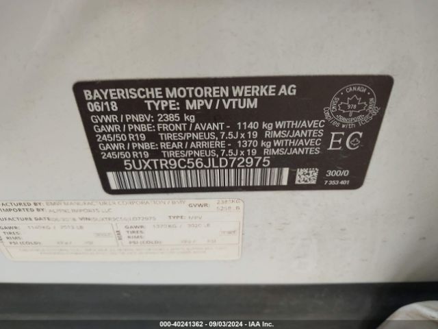5UXTR9C56JLD72975 BMW X3 Xdrive30i