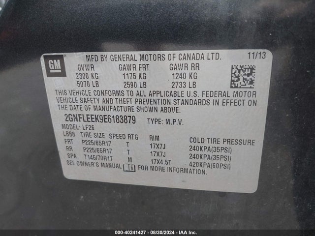 Chevrolet EQUINOX LS 2014 2GNFLEEK9E6183879 Image 9