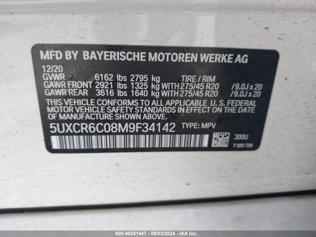 5UXCR6C08M9F34142 BMW X5 Xdrive40i