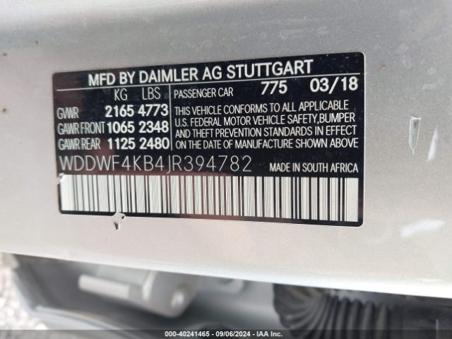 WDDWF4KB4JR394782 Mercedes-Benz C 300 4matic