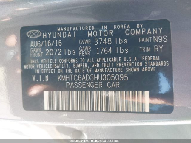 KMHTC6AD3HU305095 Hyundai Veloster