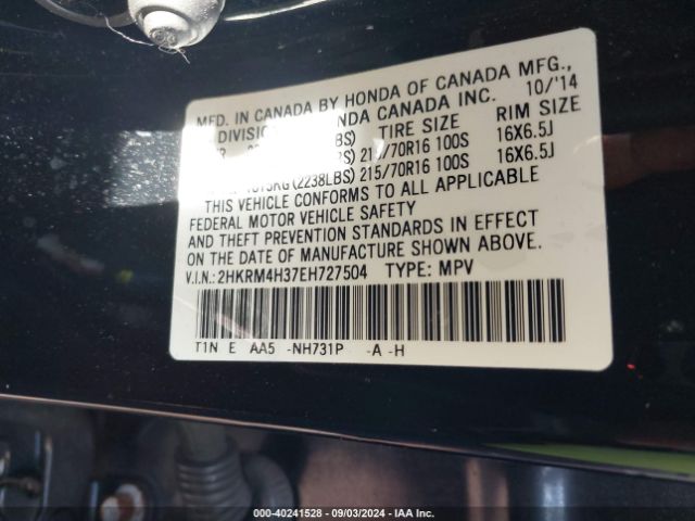 2HKRM4H37EH727504 Honda CR-V LX