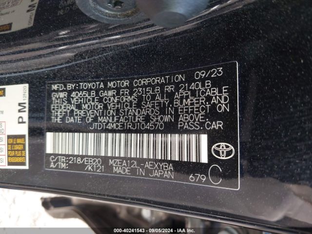JTDT4MCE1RJ104570 Toyota Corolla Xse