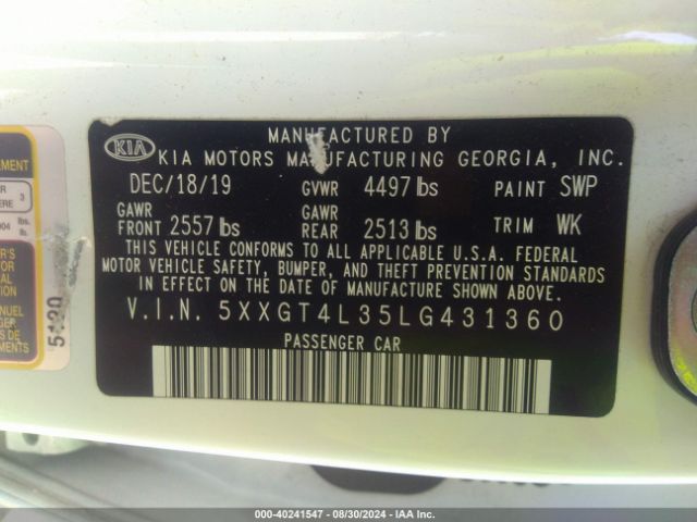 5XXGT4L35LG431360 KIA Optima Lx
