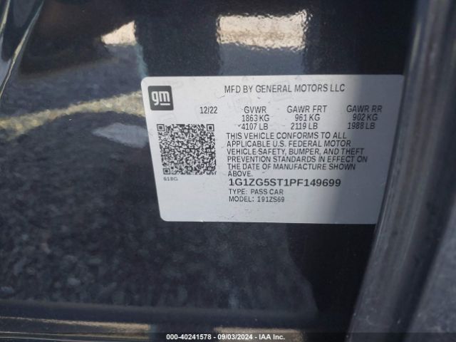 1G1ZG5ST1PF149699 Chevrolet Malibu Fwd Rs