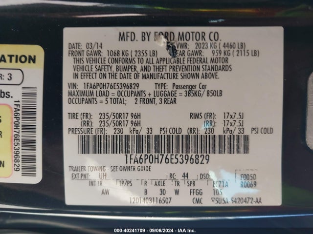 Ford FUSION SE 2014 1FA6P0H76E5396829 Image 9