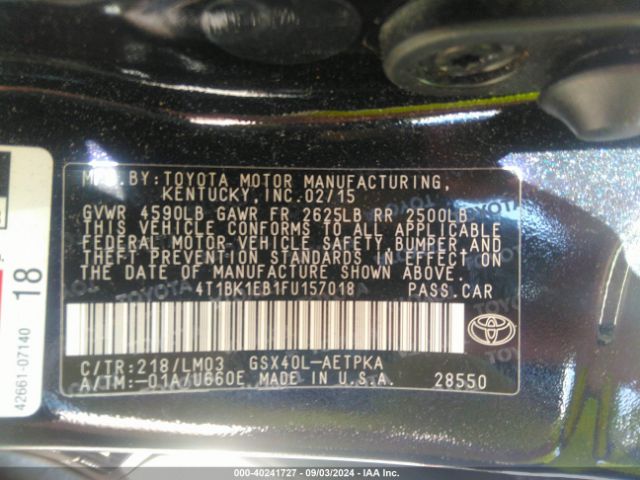 4T1BK1EB1FU157018 Toyota AVALON LIMITED