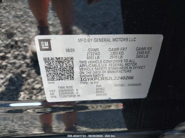 1GYKPCRS2LZ240266 Cadillac Xt6 Fwd Premium Luxury