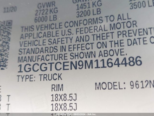 1GCGTCEN9M1164486 Chevrolet Colorado 4wd  Short Box Lt