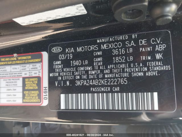 3KPA24AB2KE222765 KIA RIO LX