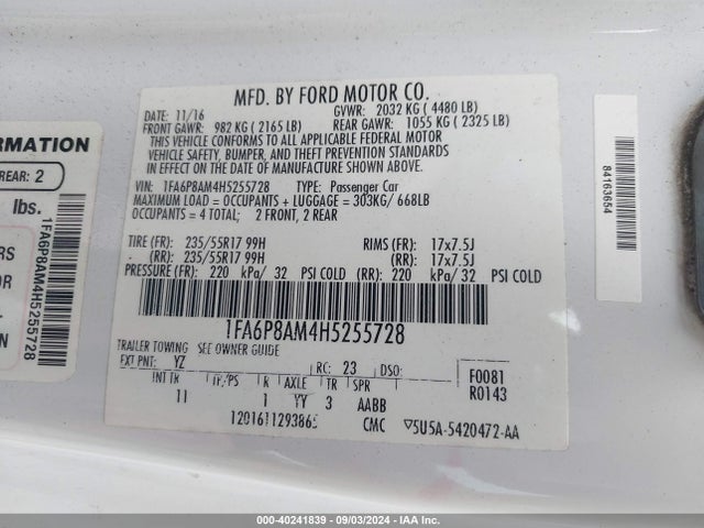 Ford Mustang V6 2017 1FA6P8AM4H5255728 Image 9