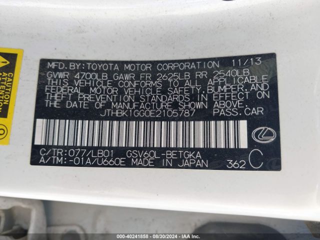 JTHBK1GG0E2105787 Lexus ES 350