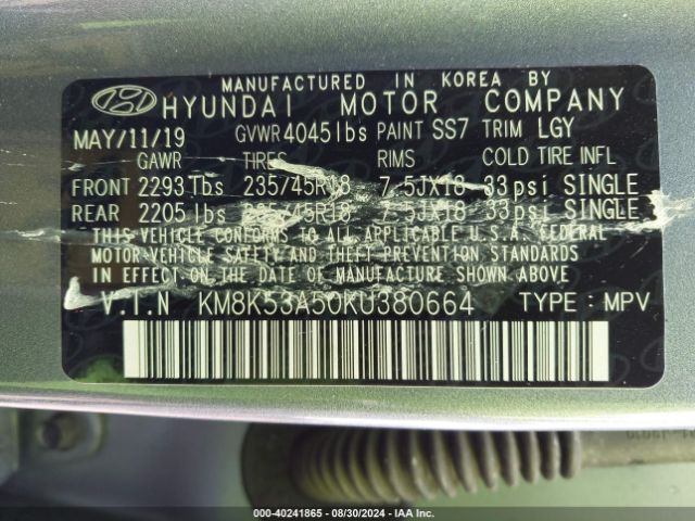 KM8K53A50KU380664 Hyundai Kona Ultimate