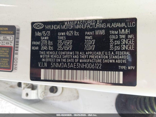 Hyundai TUCSON SE 2022 5NMJA3AE3NH006122 Image 9