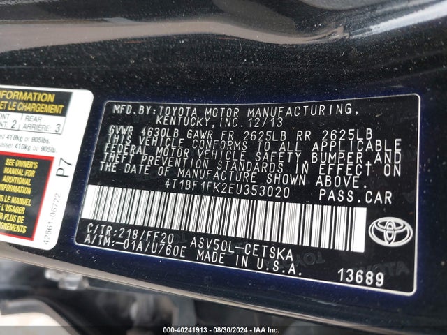 Toyota CAMRY SE 2014 4T1BF1FK2EU353020 Image 9
