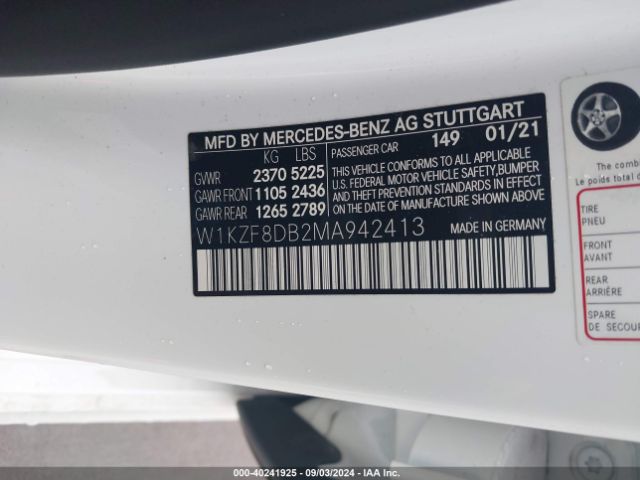 W1KZF8DB2MA942413 Mercedes-Benz E 350