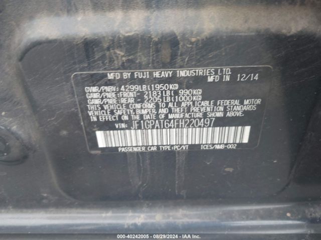 JF1GPAT64FH220497 Subaru Impreza 2.0i Sport Premium
