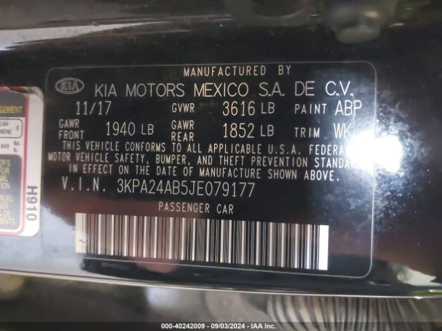 3KPA24AB5JE079177 KIA RIO S