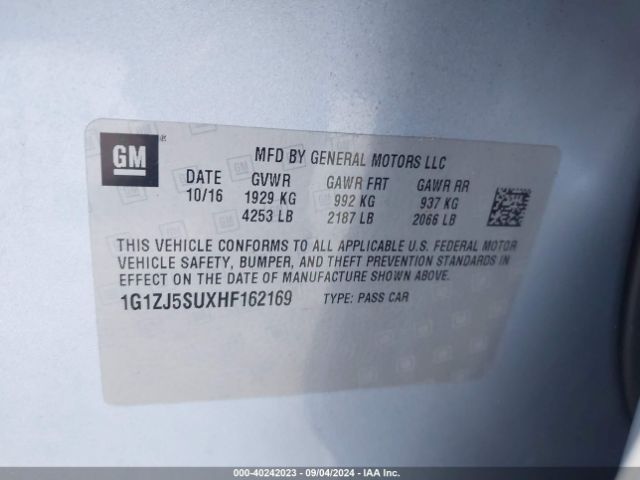 1G1ZJ5SUXHF162169 Chevrolet MALIBU HYBRID