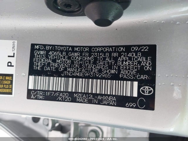 Toyota COROLLA SE 2023 JTND4MBE9P3192965 Image 9