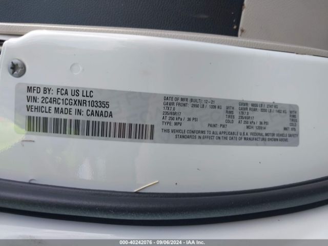 2C4RC1CGXNR103355 Chrysler Voyager Lx