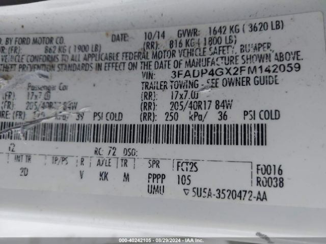 3FADP4GX2FM142059 Ford FIESTA ST