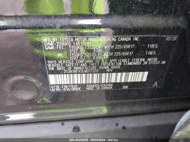 Toyota RAV4 LE 2020 2T3H1RFV3LW077355 Image 9