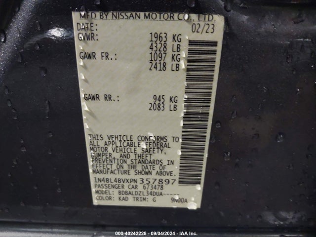 Nissan Altima S Fwd 2023 1N4BL4BVXPN357897 Image 9