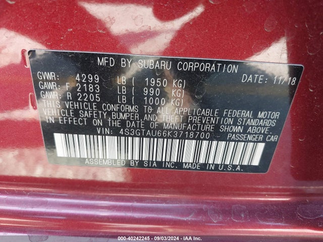 4S3GTAU66K3718700 Subaru Impreza 2.0i Limited