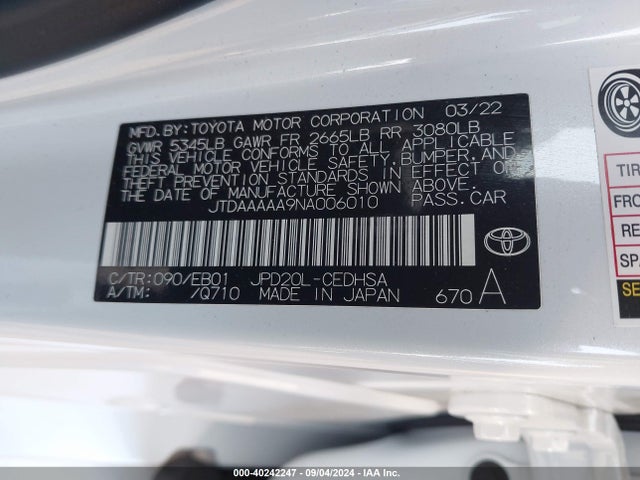 Toyota Mirai Limited 2022 JTDAAAAA9NA006010 Image 9