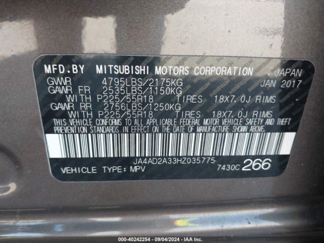 JA4AD2A33HZ035775 Mitsubishi Outlander Es